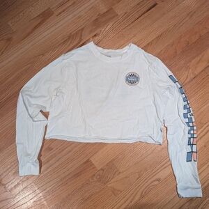 Women's Medium Vans White and Blue Long Sleeve Crop Top